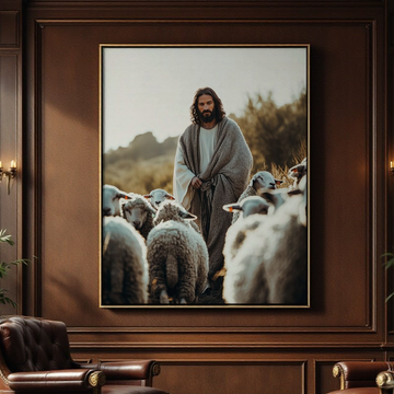 The Shepherd and His Lamb Canvas A Symbol of Love and Guidance