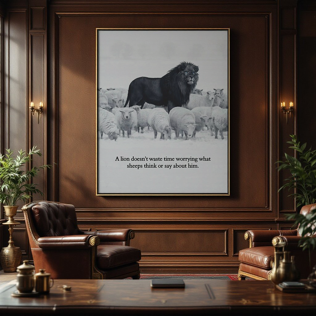 A Lion Doesn't Waste Time Worrying About What Sheep Think - Motivational Wall Art