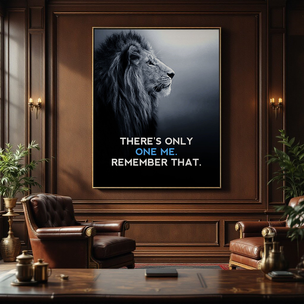 Lion Canvas Quote - There's Only One Me. Remember That. - Motivational Wall Art