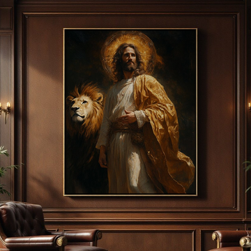 Christian Lion Canvas – Symbol of Strength & Faith for Bedroom & Office Wall Art Canvas