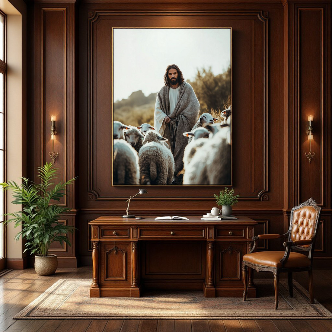 The Shepherd and His Lamb Canvas A Symbol of Love and Guidance