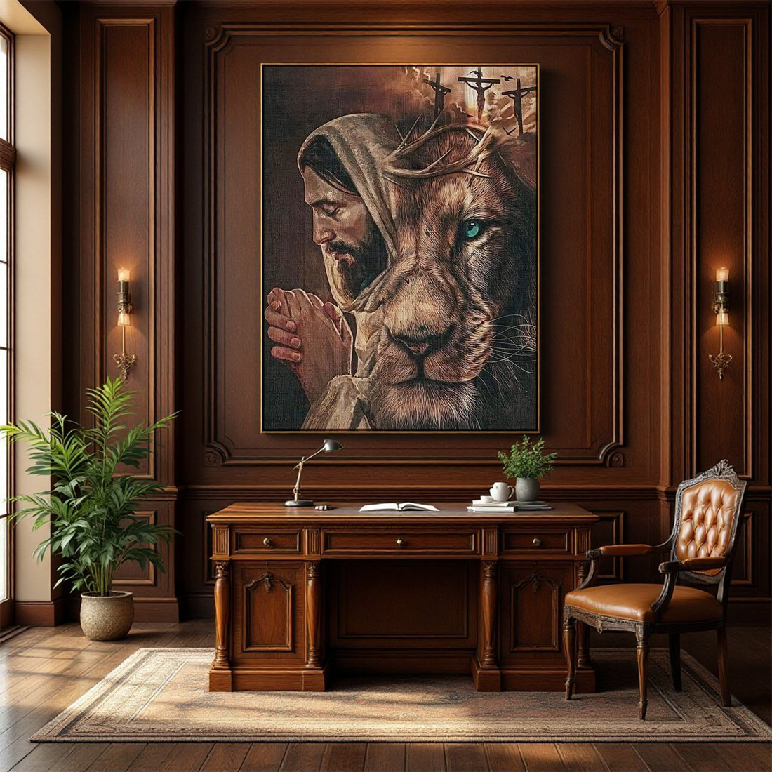 Jesus & Lion Canvas Art – Faith and Power in One Stunning Print