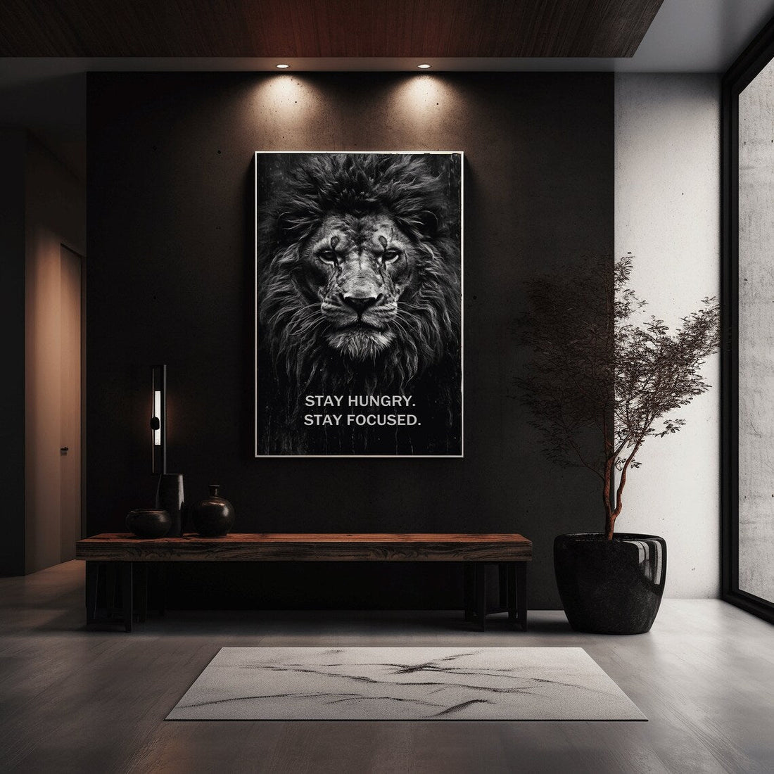 Lion Motivational Digital Print, Lion, Lion Wall Art, Motivational Poster, Black and White, Lion Painting, Digital Print, Motivational Art