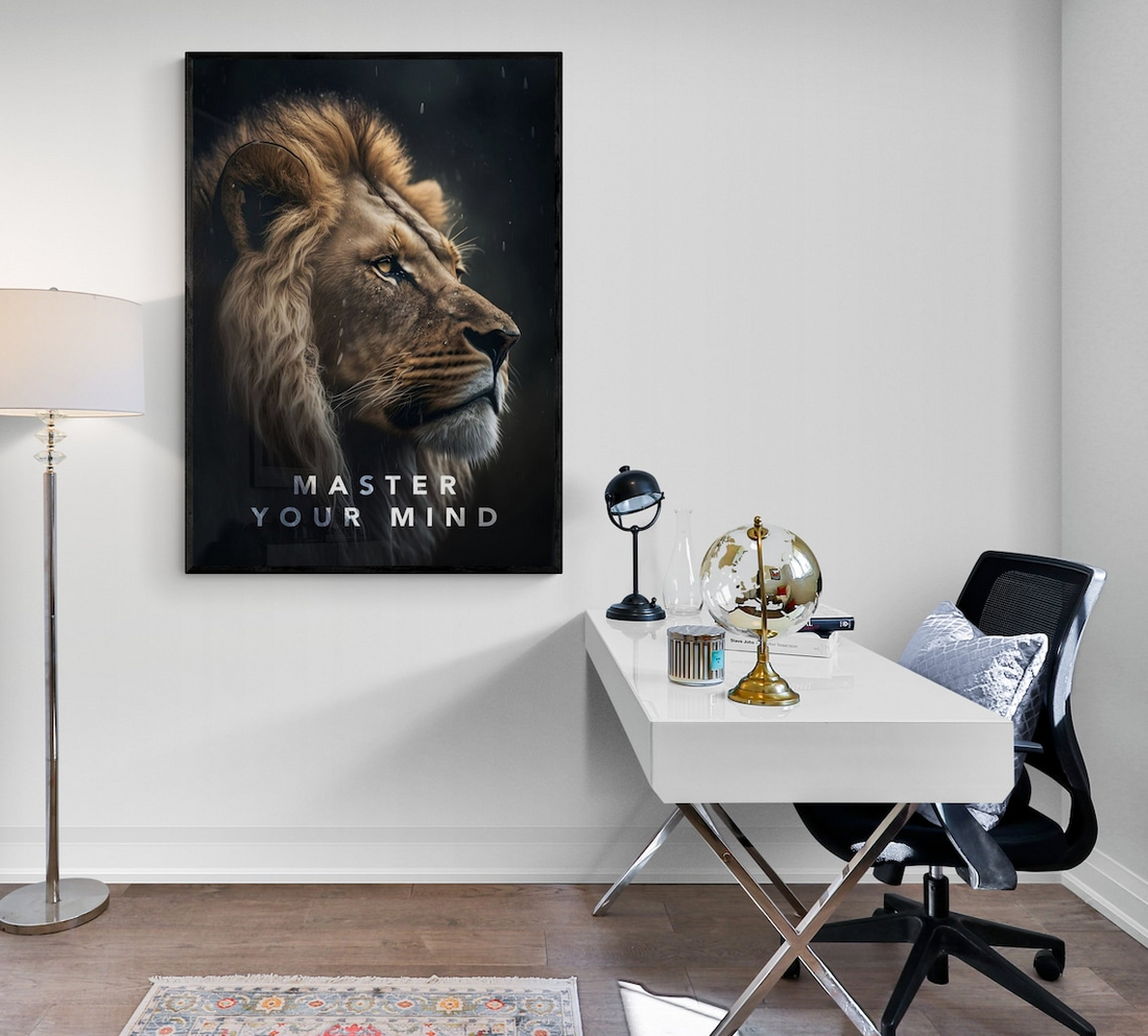 Master Your Mind Lion Motivation Canvas Art